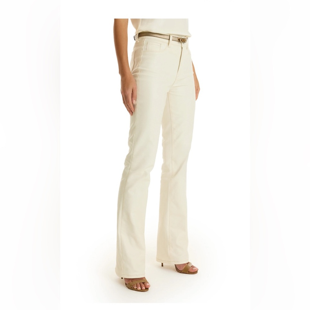 Cream High-Rise Straight Coated Jeans - Picture 3 of 5